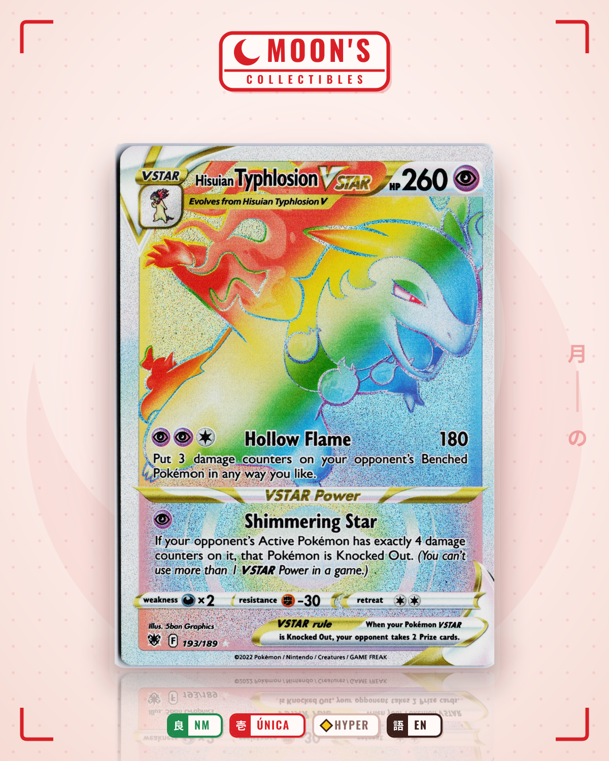 Carta Pokémon Hisuian Typhlosion VSTAR · Astral Radiance #193/189 (NM) — pieza única en Moon's Collectibles México