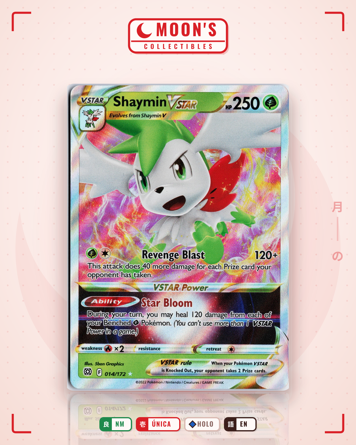 Carta Pokémon Shaymin VSTAR · Brilliant Stars #014/172 (NM) — pieza única en Moon's Collectibles México
