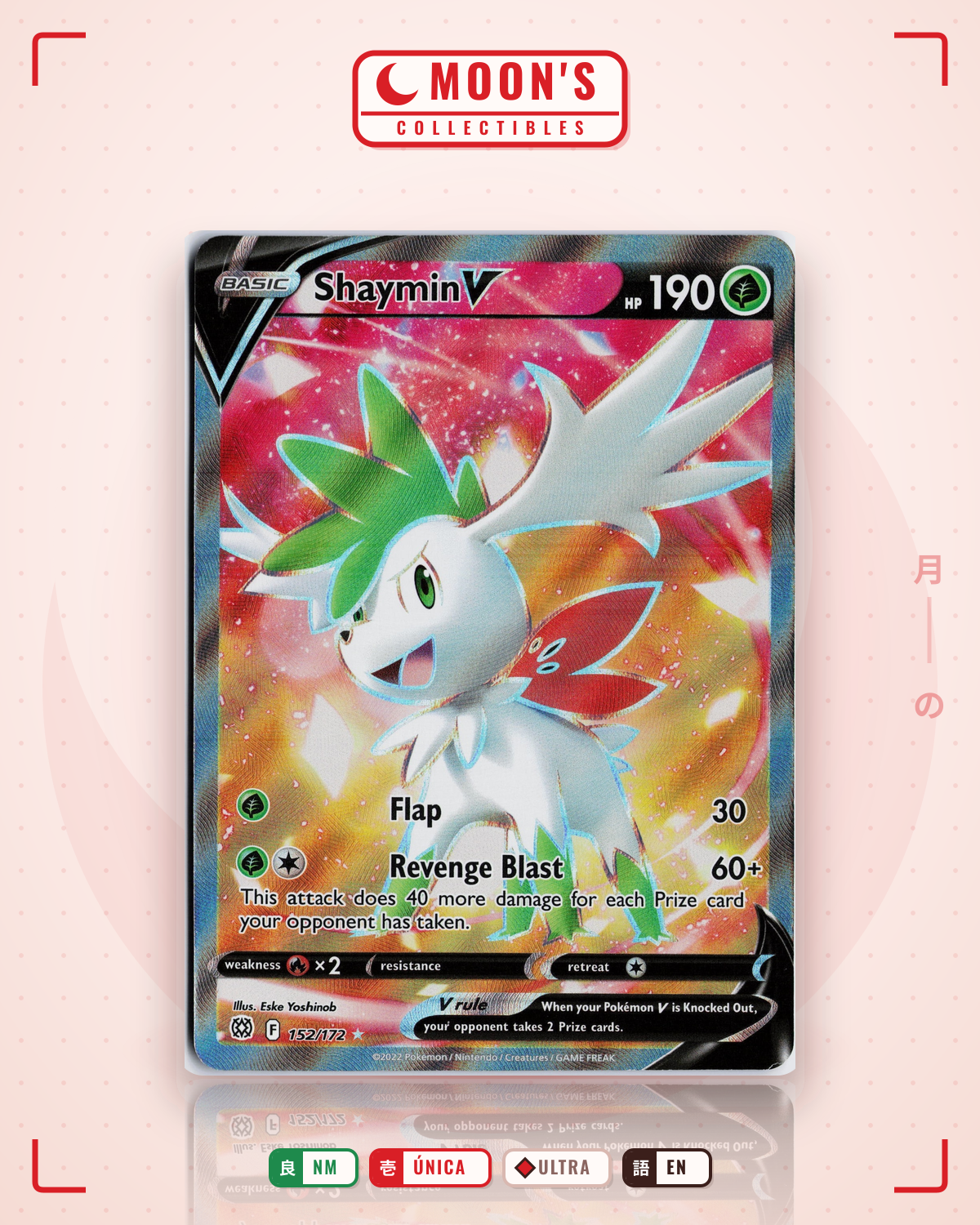 Carta Pokémon Shaymin V · Brilliant Stars #152/172 (NM) — pieza única en Moon's Collectibles México
