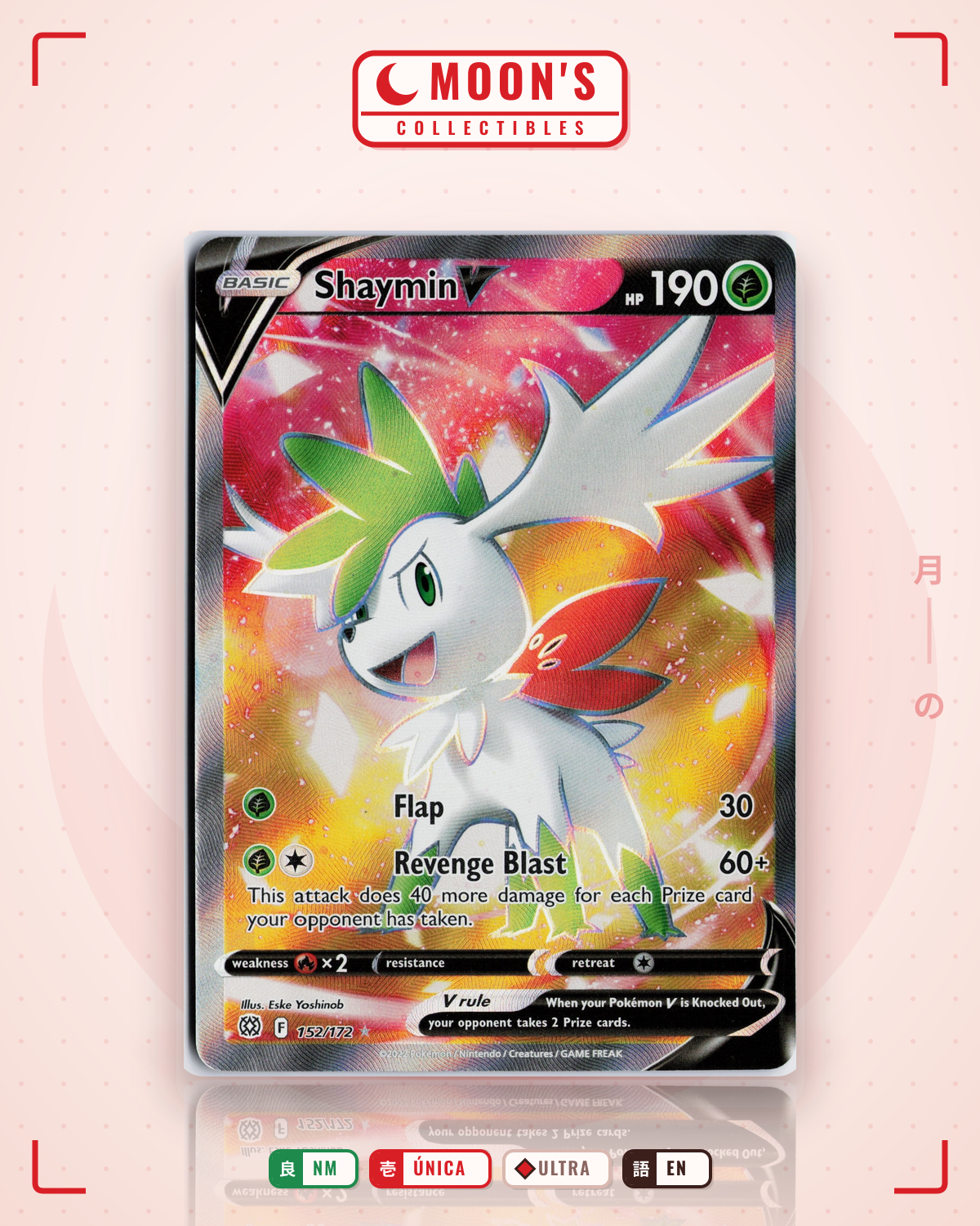 Carta Pokémon Shaymin V · Brilliant Stars #152/172 (NM) — pieza única en Moon's Collectibles México