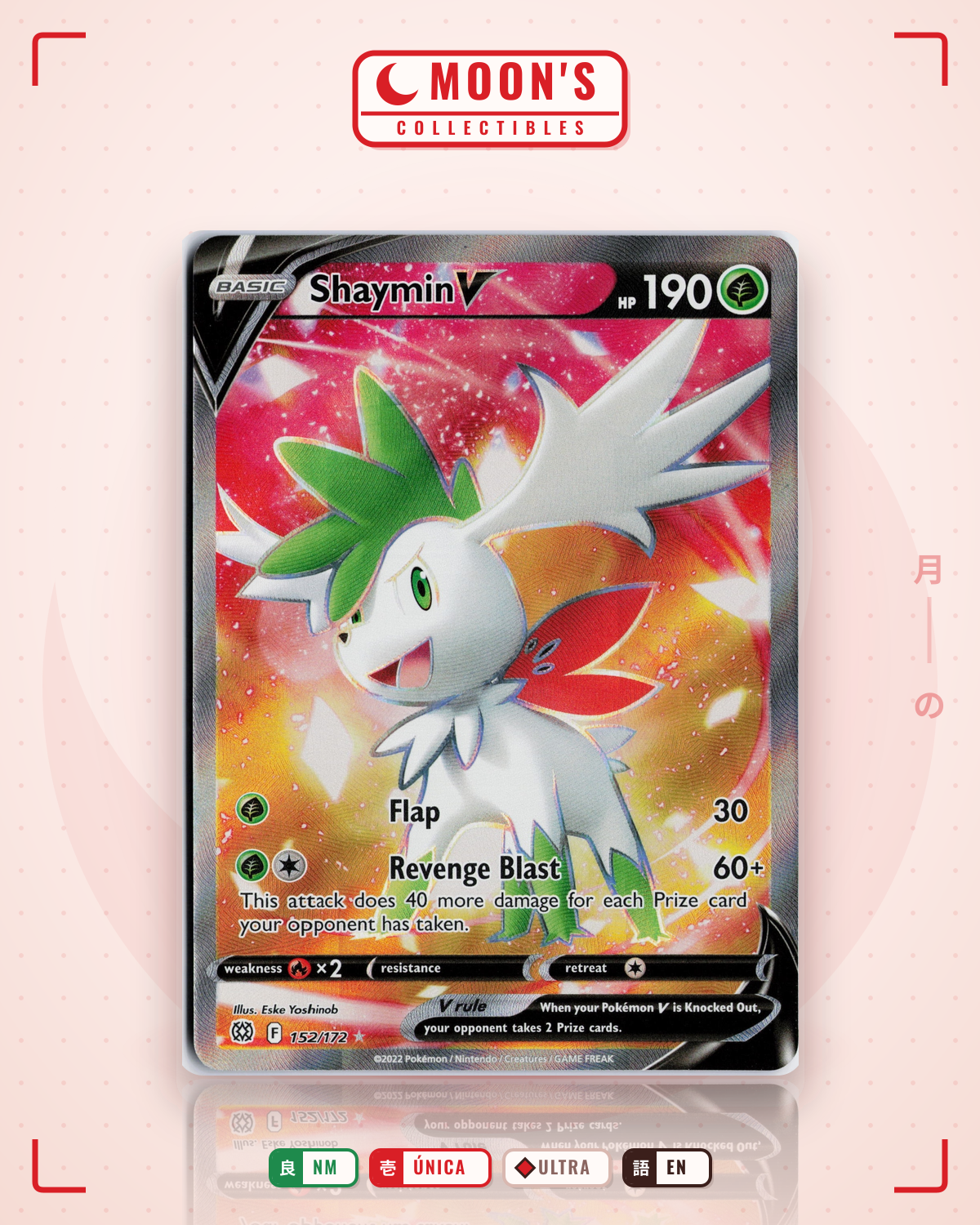 Carta Pokémon Shaymin V · Brilliant Stars #152/172 (NM) — pieza única en Moon's Collectibles México