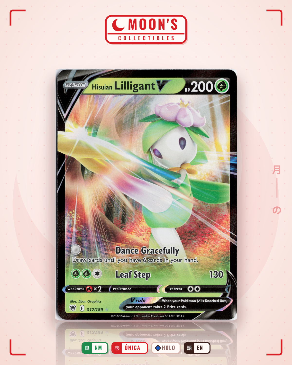 Carta Pokémon Hisuian Lilligant V · Astral Radiance #017/189 (NM) — pieza única en Moon's Collectibles México