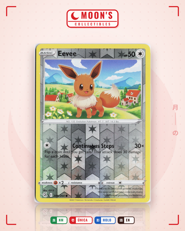 Carta Pokémon Eevee · Fusion Strike #205/264 (NM) — pieza única en Moon's Collectibles México