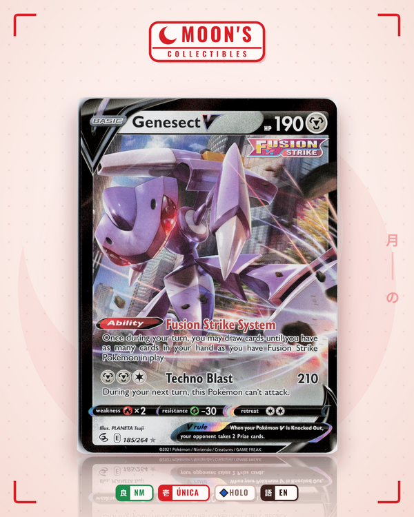 Carta Pokémon Genesect V · Fusion Strike #185/264 (NM) — pieza única en Moon's Collectibles México