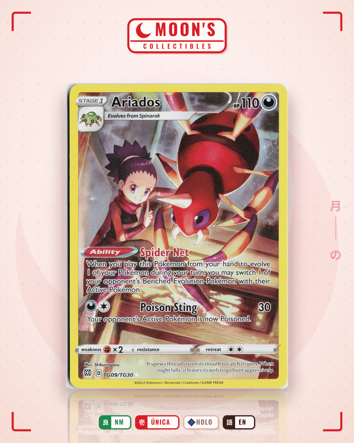Carta Pokémon Ariados · Brilliant Stars Trainer Gallery #TG09/TG30 (NM) — pieza única en Moon's Collectibles México