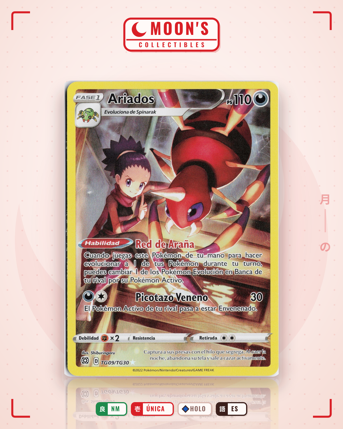 Carta Pokémon Ariados · Brilliant Stars Trainer Gallery #TG09/TG30 (NM) — pieza única en Moon's Collectibles México