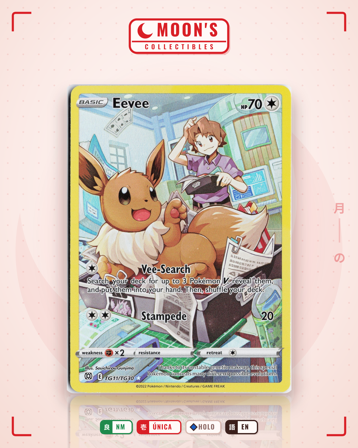 Carta Pokémon Eevee · Brilliant Stars Trainer Gallery #TG11/TG30 (NM) — pieza única en Moon's Collectibles México