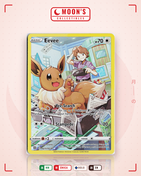 Carta Pokémon Eevee · Brilliant Stars Trainer Gallery #TG11/TG30 (NM) — pieza única en Moon's Collectibles México