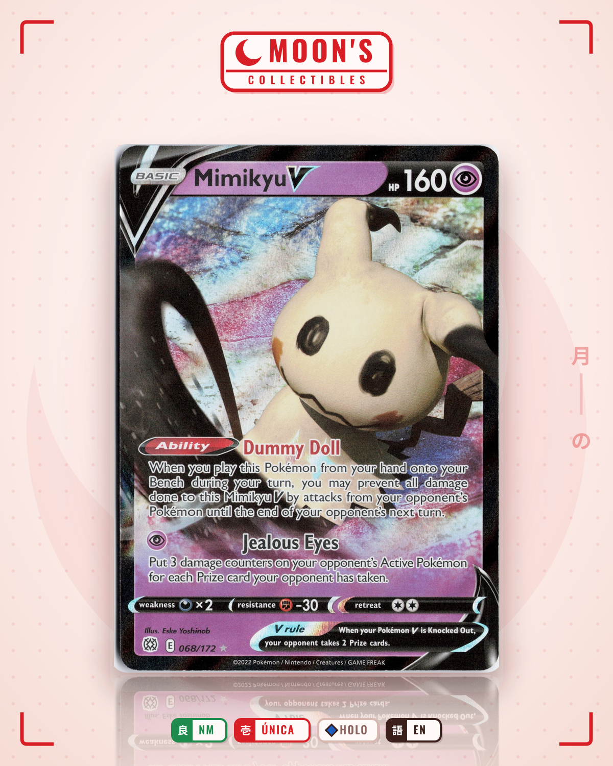 Carta Pokémon Mimikyu V · Brilliant Stars #068/172 (NM) — pieza única en Moon's Collectibles México