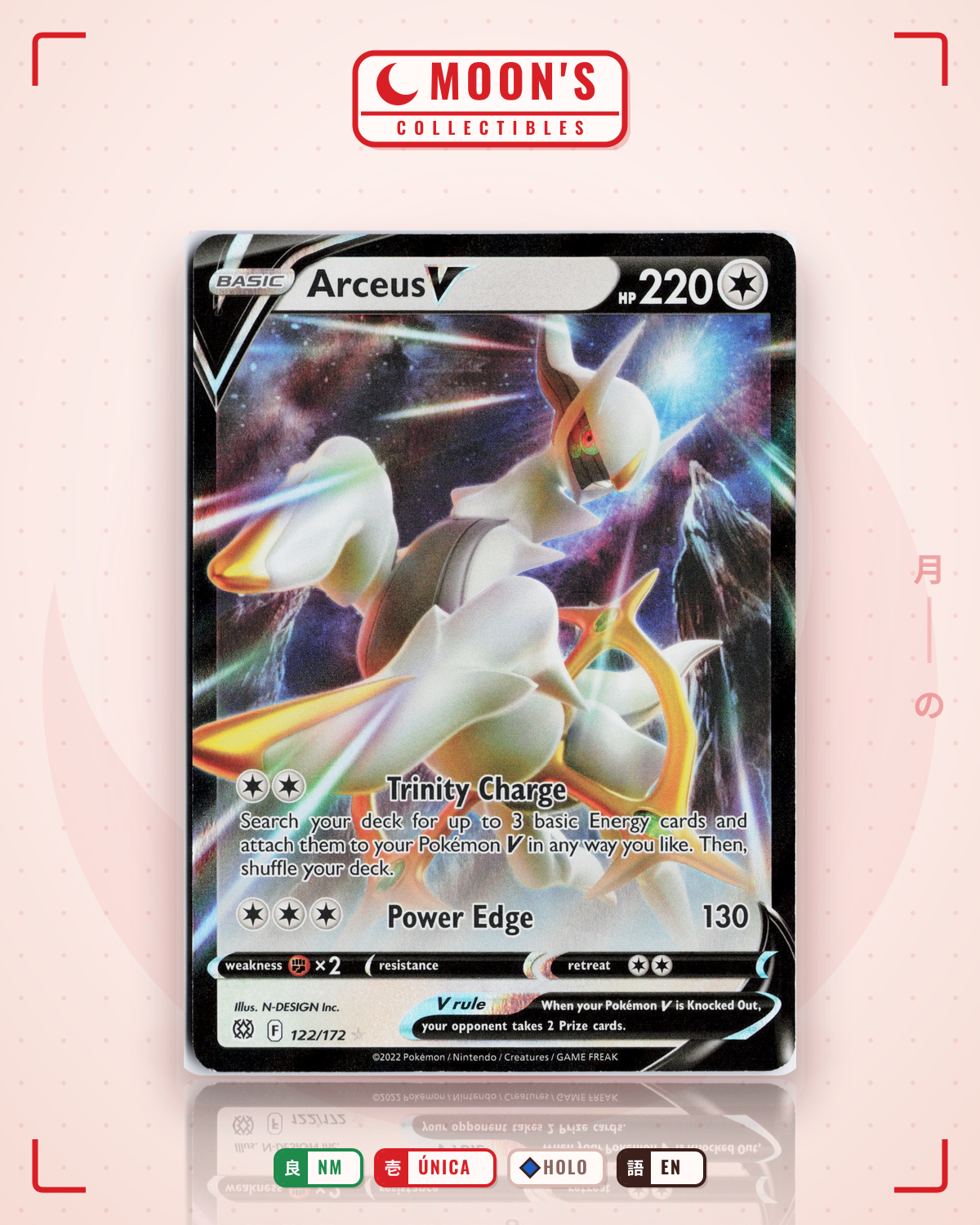 Carta Pokémon Arceus V · Brilliant Stars #122/172 (NM) — pieza única en Moon's Collectibles México