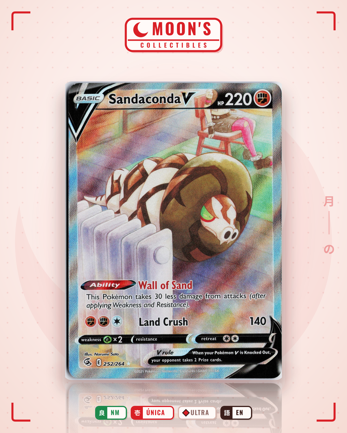 Carta Pokémon Sandaconda V · Fusion Strike #252/264 (NM) — pieza única en Moon's Collectibles México