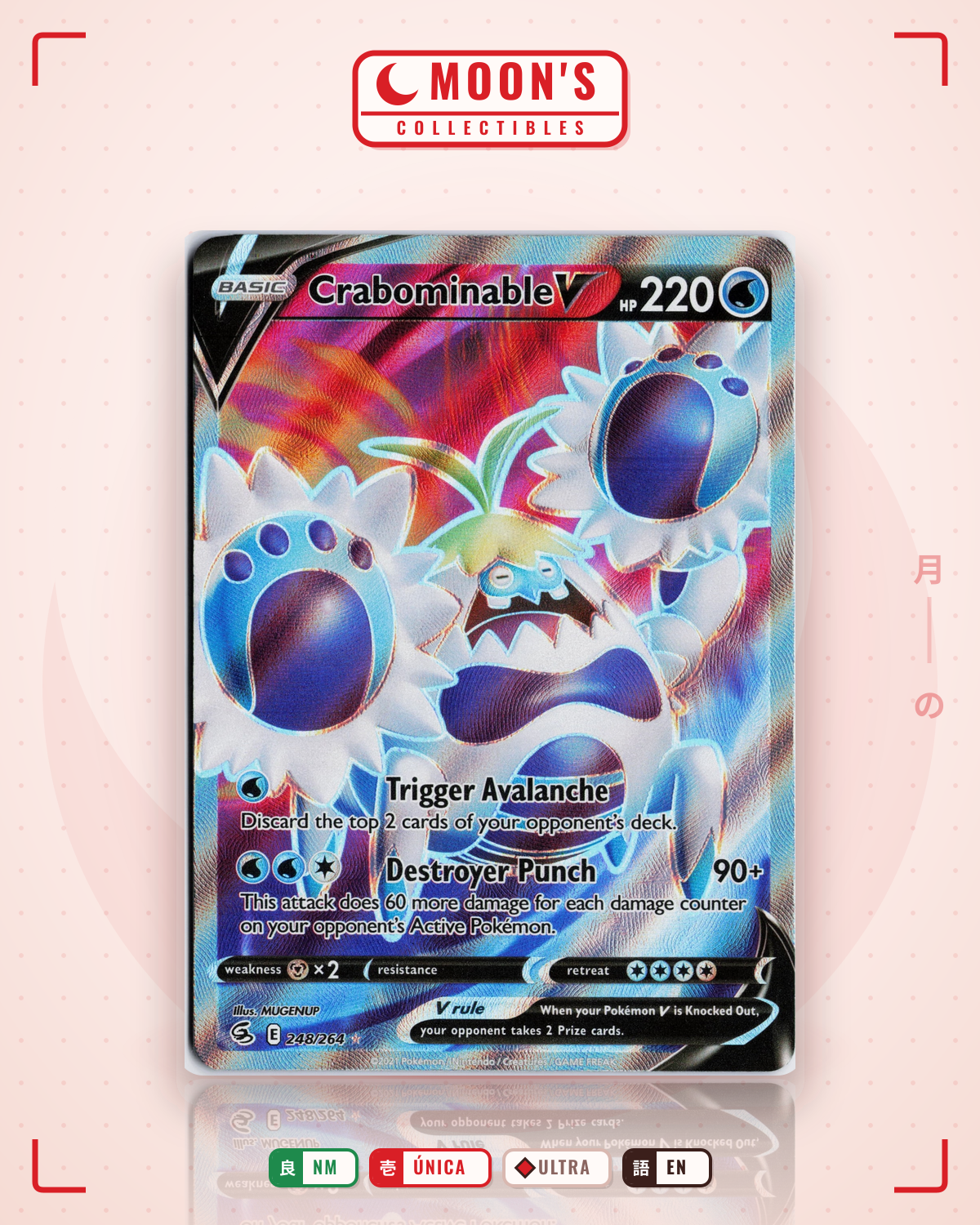 Carta Pokémon Crabominable V · Fusion Strike #248/264 (NM) — pieza única en Moon's Collectibles México