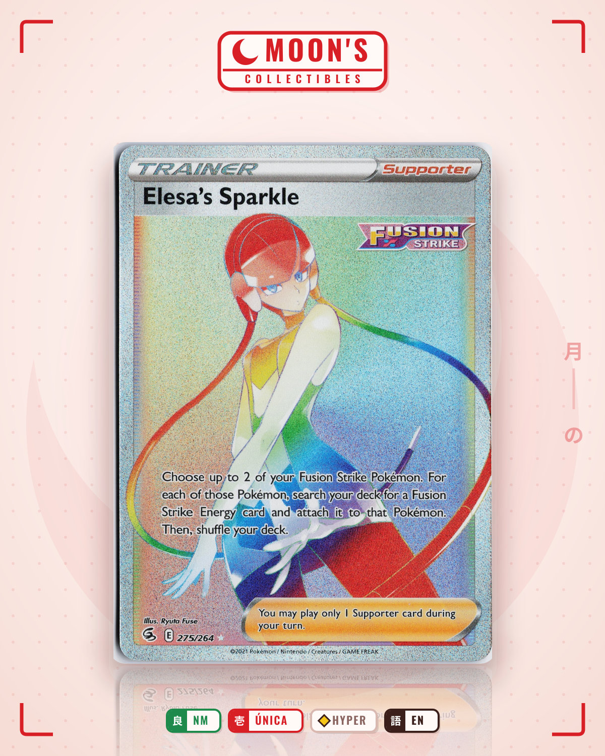 Carta Pokémon Elesa's Sparkle · Fusion Strike #275/264 (NM) — pieza única en Moon's Collectibles México