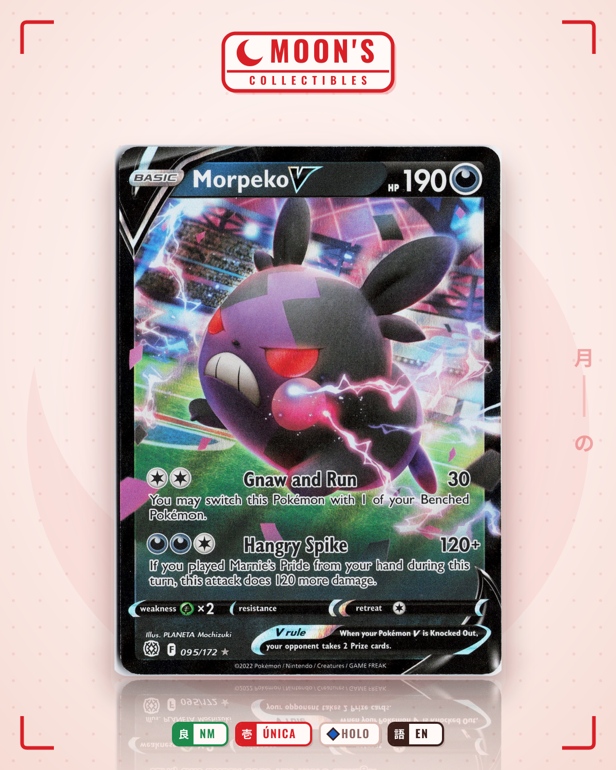 Carta Pokémon Morpeko V · Brilliant Stars #095/172 (NM) — pieza única en Moon's Collectibles México