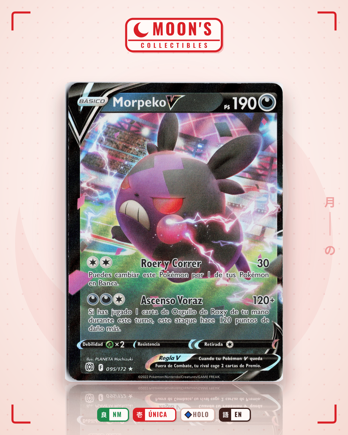 Carta Pokémon Morpeko V · Brilliant Stars #095/172 (NM) — pieza única en Moon's Collectibles México