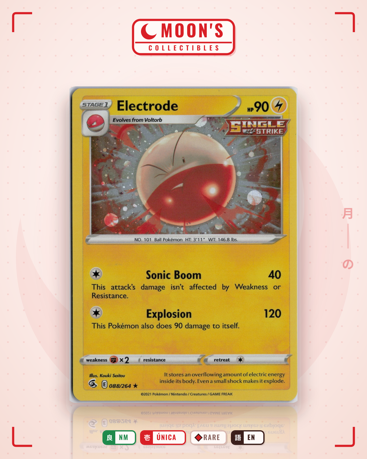 Carta Pokémon Electrode · Fusion Strike #088/264 (NM) — pieza única en Moon's Collectibles México
