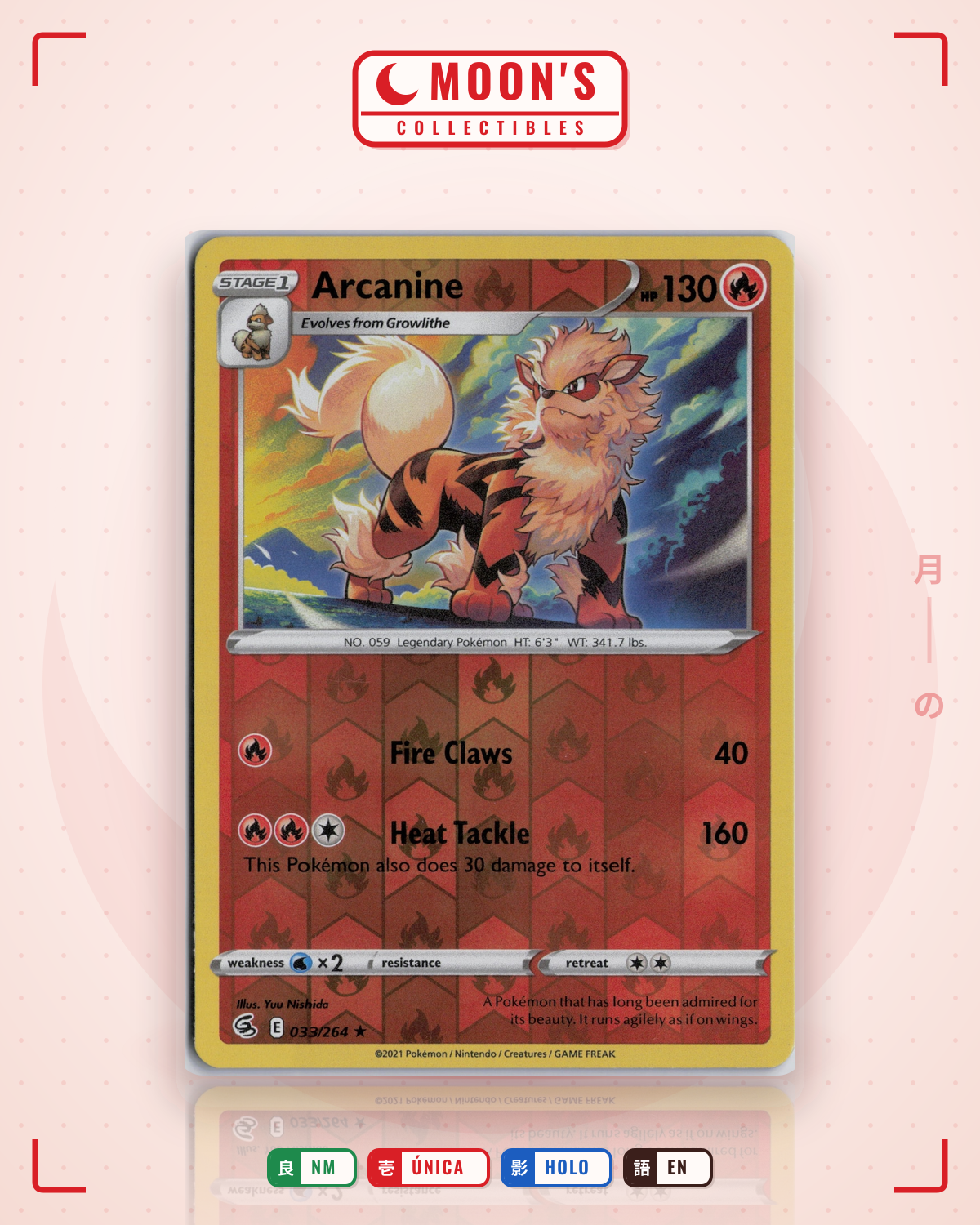 Carta Pokémon Arcanine · Fusion Strike #033/264 (NM) — pieza única en Moon's Collectibles México