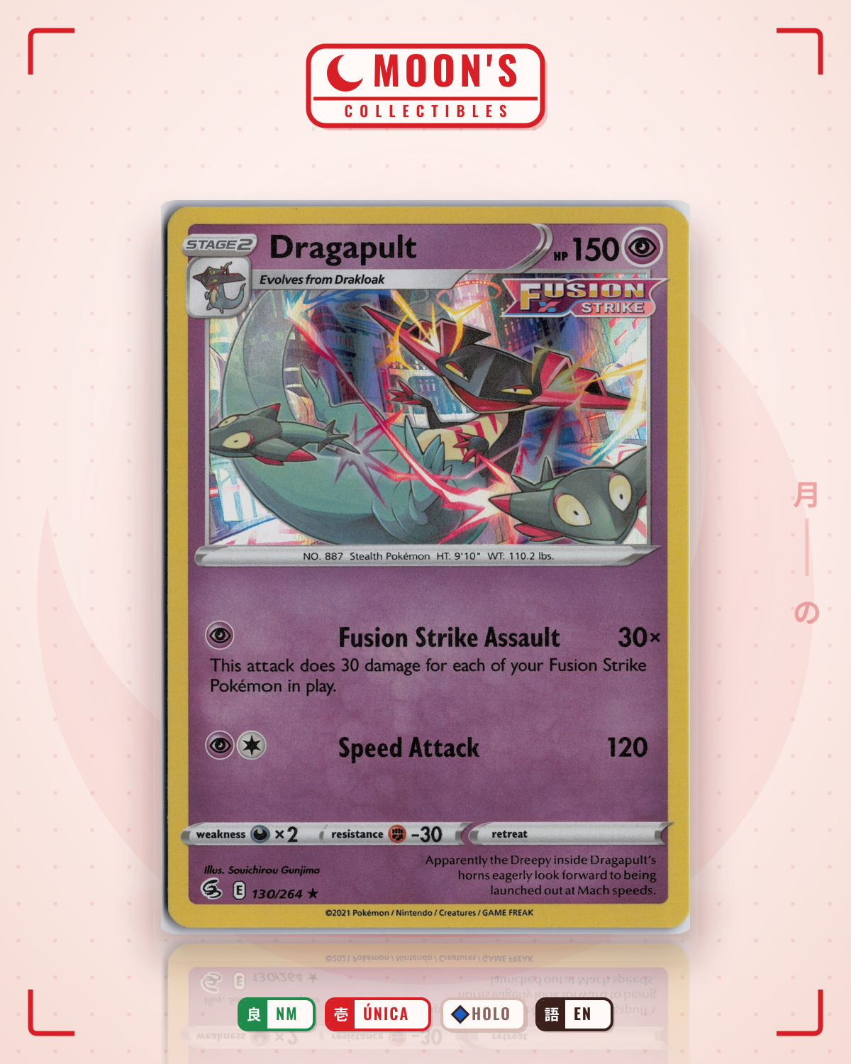 Carta Pokémon Dragapult · Fusion Strike #130/264 (NM) — pieza única en Moon's Collectibles México