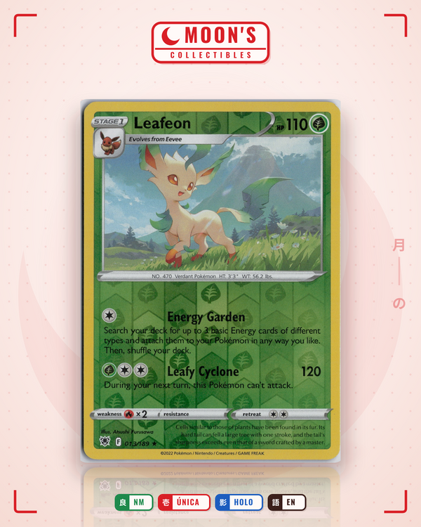Carta Pokémon Leafeon · Astral Radiance #013/189 (NM) — pieza única en Moon's Collectibles México