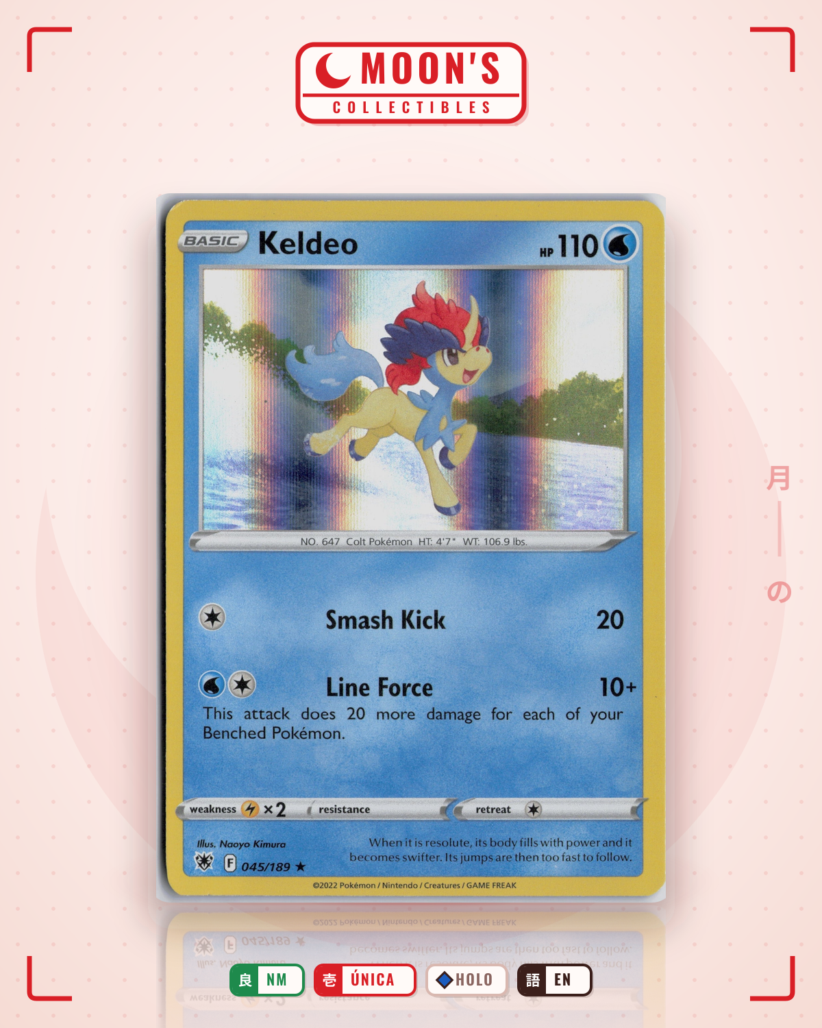 Carta Pokémon Keldeo · Astral Radiance #045/189 (NM) — pieza única en Moon's Collectibles México