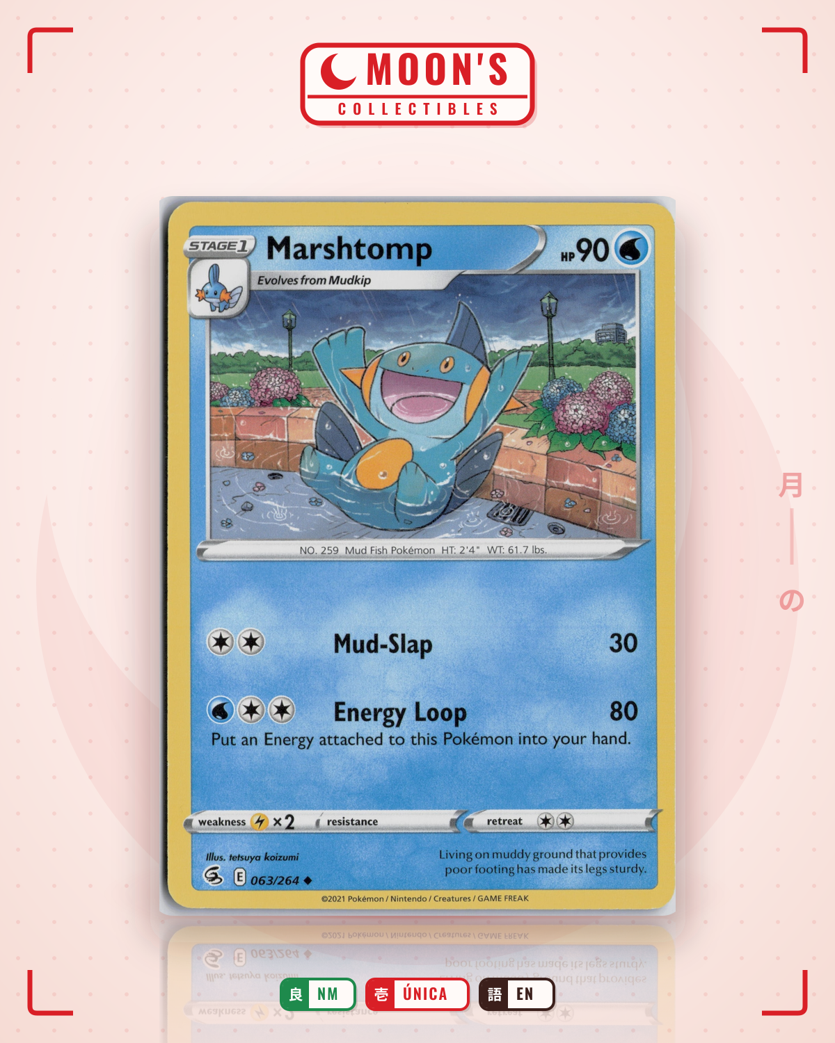Carta Pokémon Marshtomp · Fusion Strike #063/264 (NM) — pieza única en Moon's Collectibles México