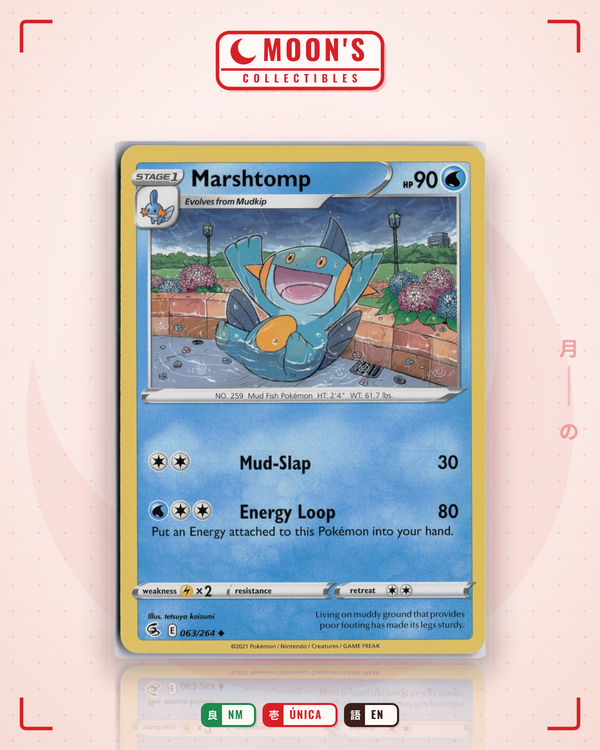 Carta Pokémon Marshtomp · Fusion Strike #063/264 (NM) — pieza única en Moon's Collectibles México
