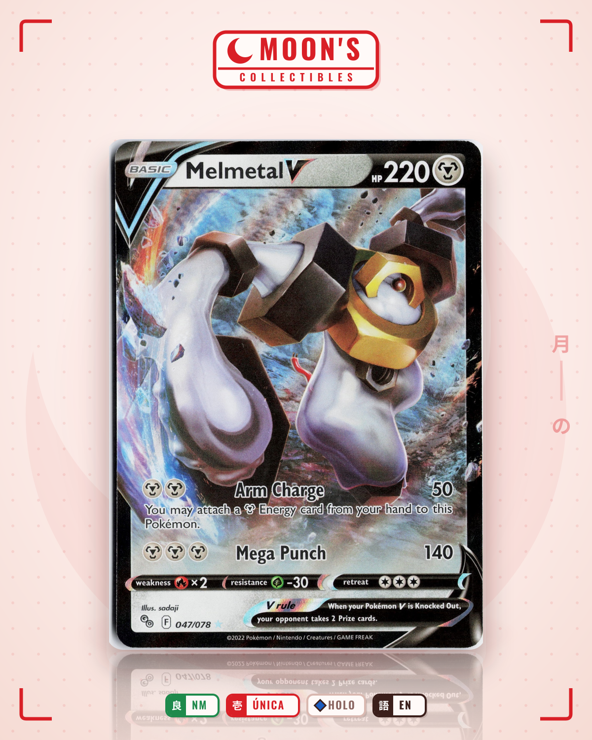 Carta Pokémon Melmetal V · Pokémon GO #047/078 (NM) — pieza única en Moon's Collectibles México