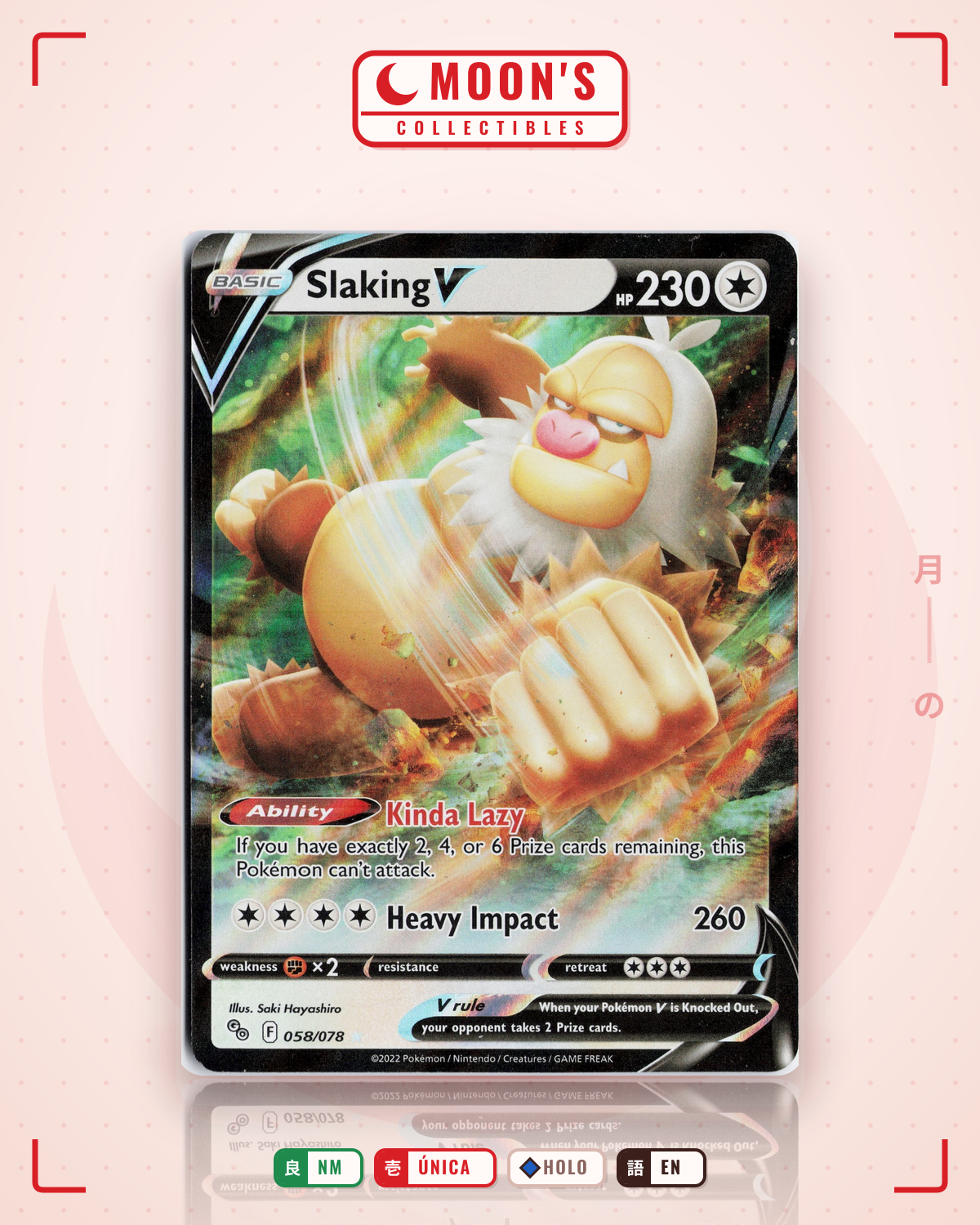 Carta Pokémon Slaking V · Pokémon GO #058/078 (NM) — pieza única en Moon's Collectibles México