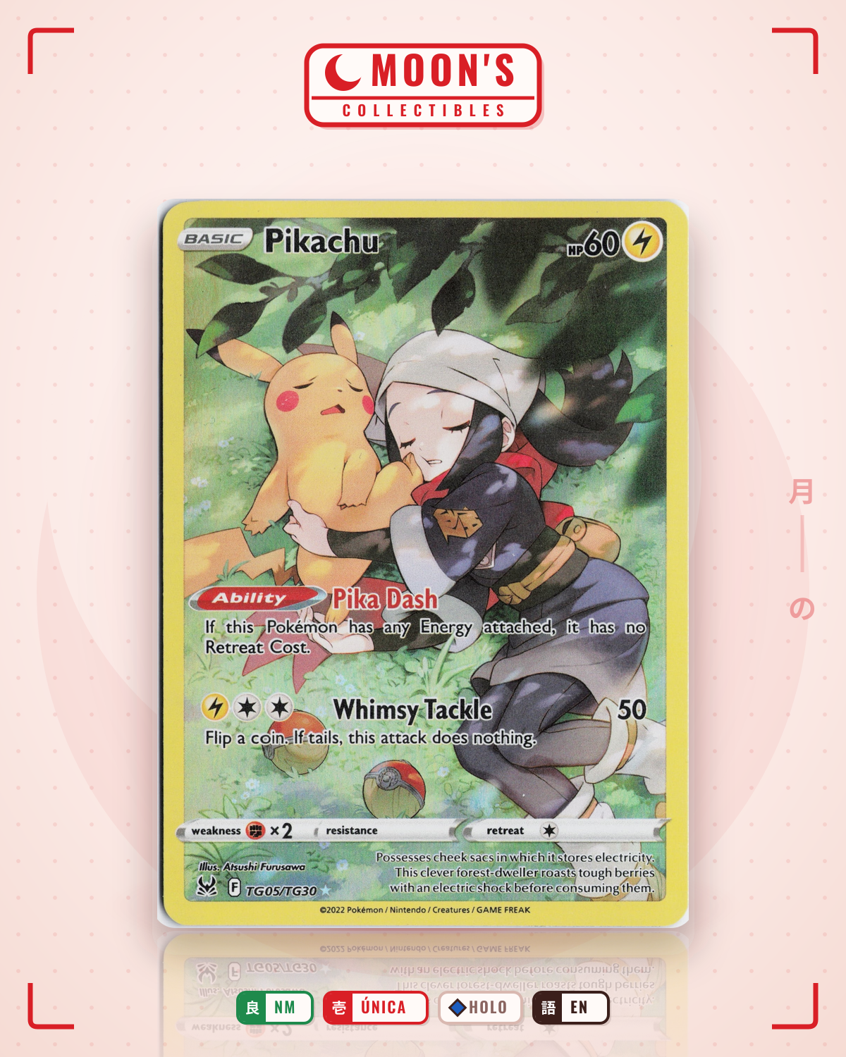 Carta Pokémon Pikachu · Lost Origin Trainer Gallery #TG05/TG30 (NM) — pieza única en Moon's Collectibles México