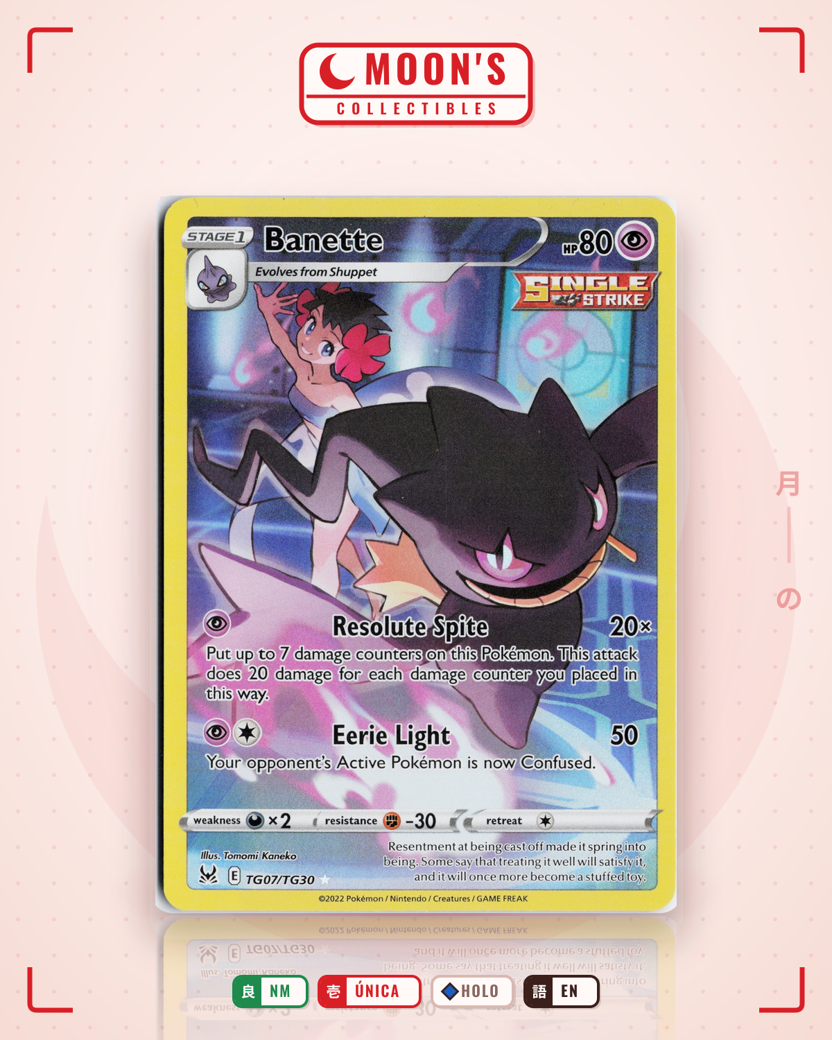 Carta Pokémon Banette · Lost Origin Trainer Gallery #TG07/TG30 (NM) — pieza única en Moon's Collectibles México