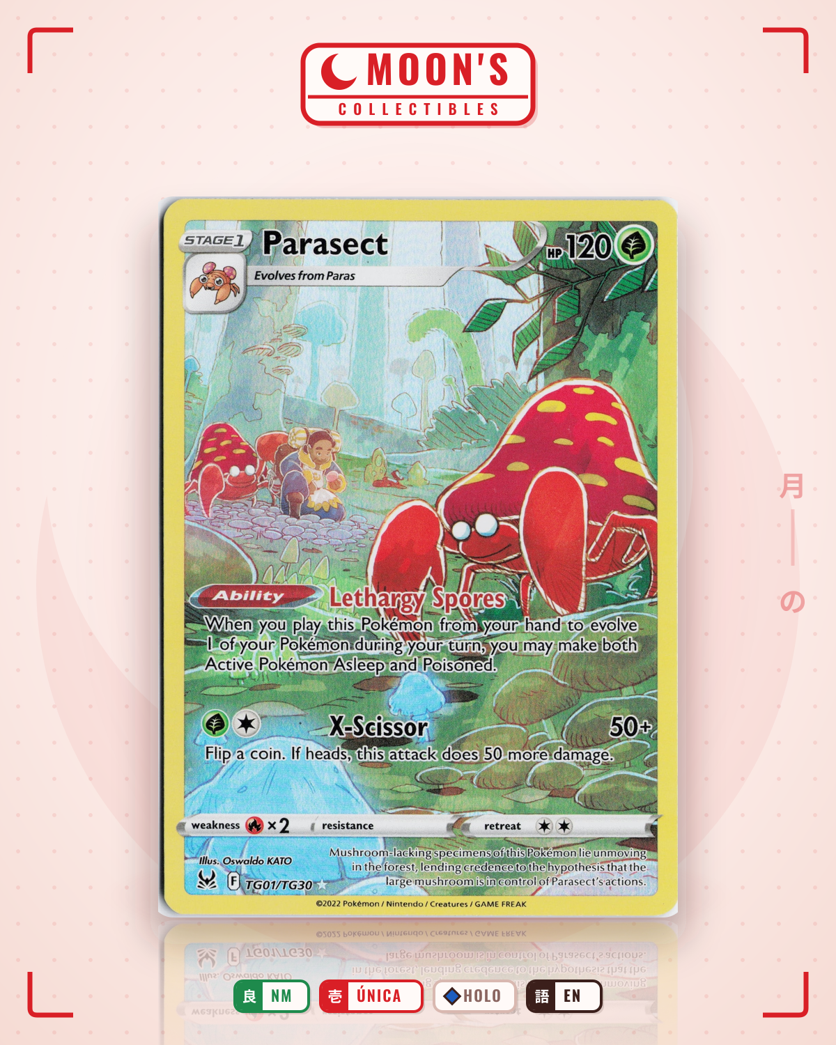 Carta Pokémon Parasect · Lost Origin Trainer Gallery #TG01/TG30 (NM) — pieza única en Moon's Collectibles México