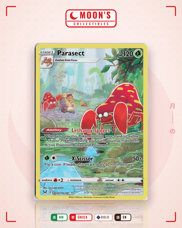 Carta Pokémon Parasect · Lost Origin Trainer Gallery #TG01/TG30 (NM) — pieza única en Moon's Collectibles México