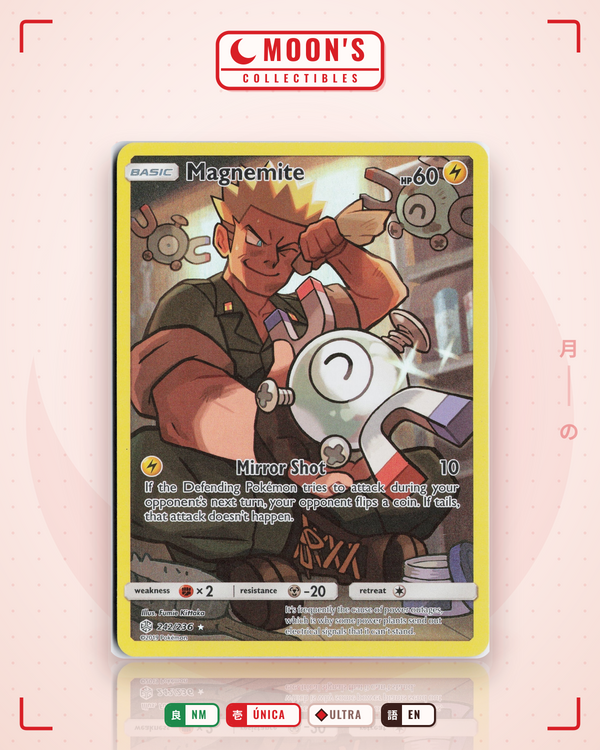 Carta Pokémon Magnemite · Cosmic Eclipse #242/236 (NM) — pieza única en Moon's Collectibles México