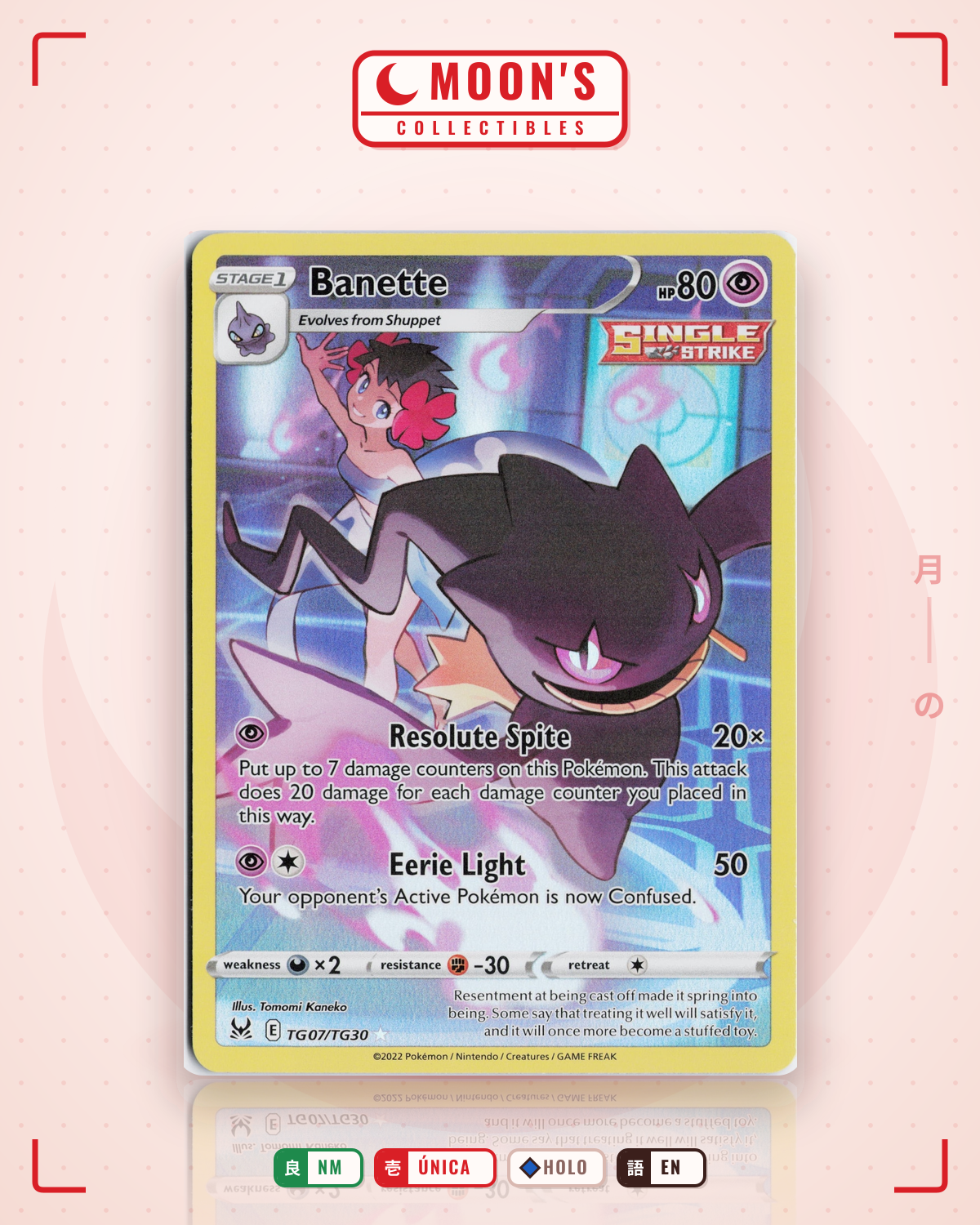 Carta Pokémon Banette · Lost Origin Trainer Gallery #TG07/TG30 (NM) — pieza única en Moon's Collectibles México