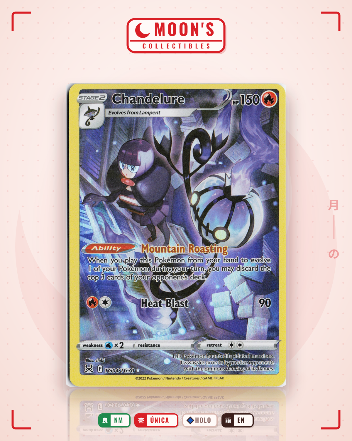 Carta Pokémon Chandelure · Lost Origin Trainer Gallery #TG04/TG30 (NM) — pieza única en Moon's Collectibles México