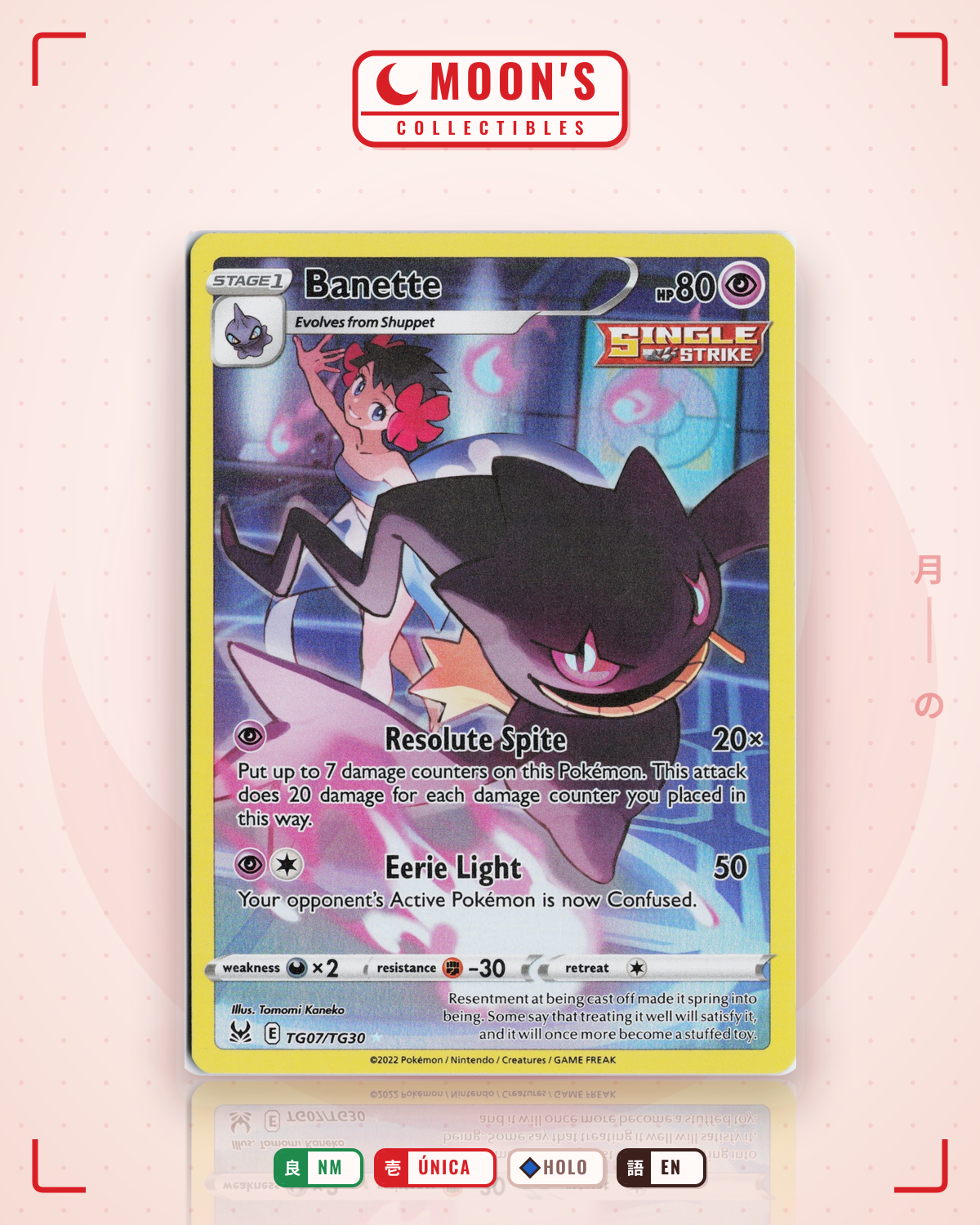 Carta Pokémon Banette · Lost Origin Trainer Gallery #TG07/TG30 (NM) — pieza única en Moon's Collectibles México