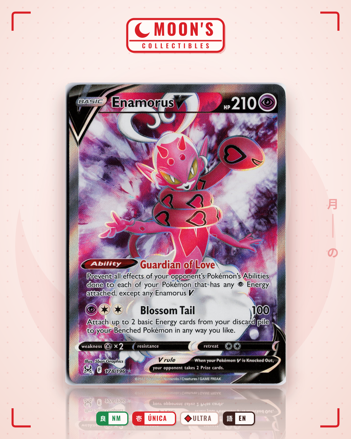Carta Pokémon Enamorus V · Lost Origin #178/196 (NM) — pieza única en Moon's Collectibles México