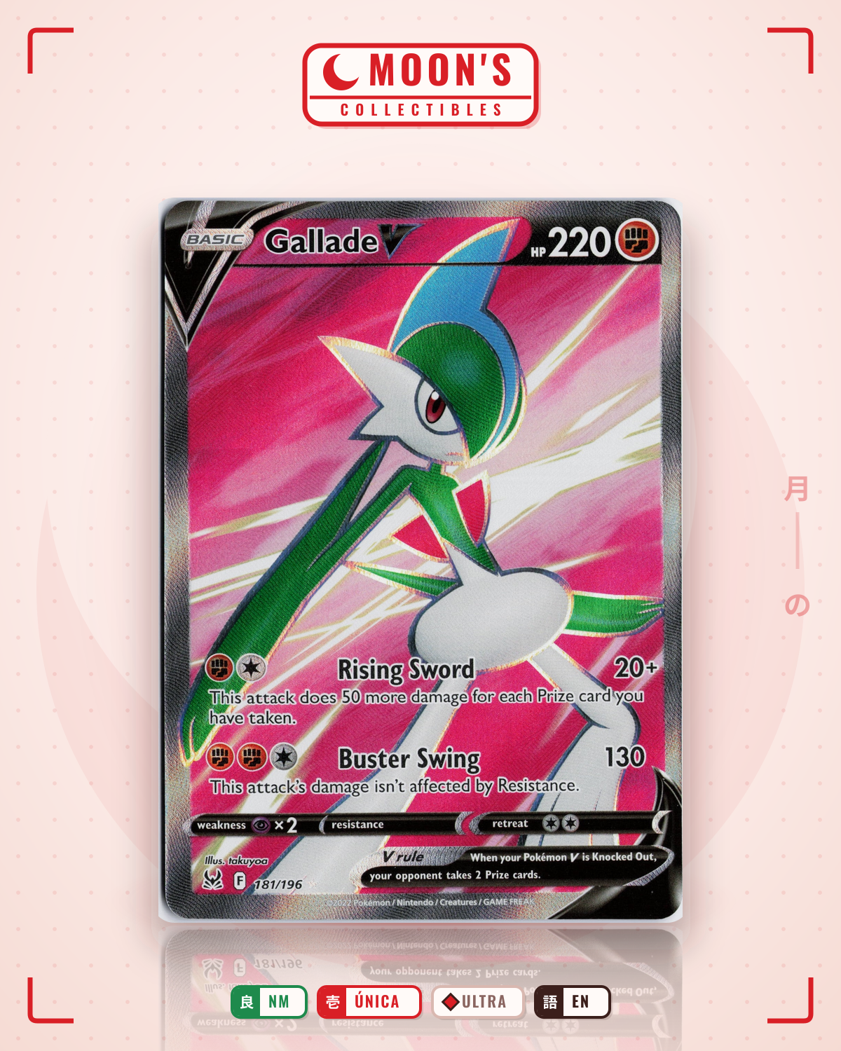 Carta Pokémon Gallade V · Lost Origin #181/196 (NM) — pieza única en Moon's Collectibles México