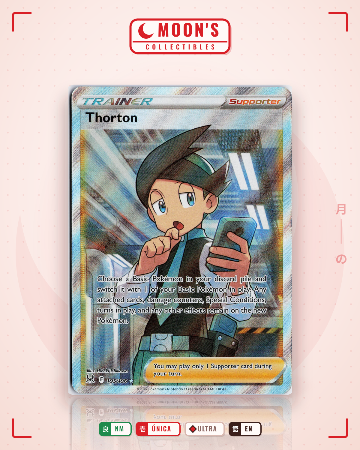 Carta Pokémon Thorton · Lost Origin #195/196 (NM) — pieza única en Moon's Collectibles México