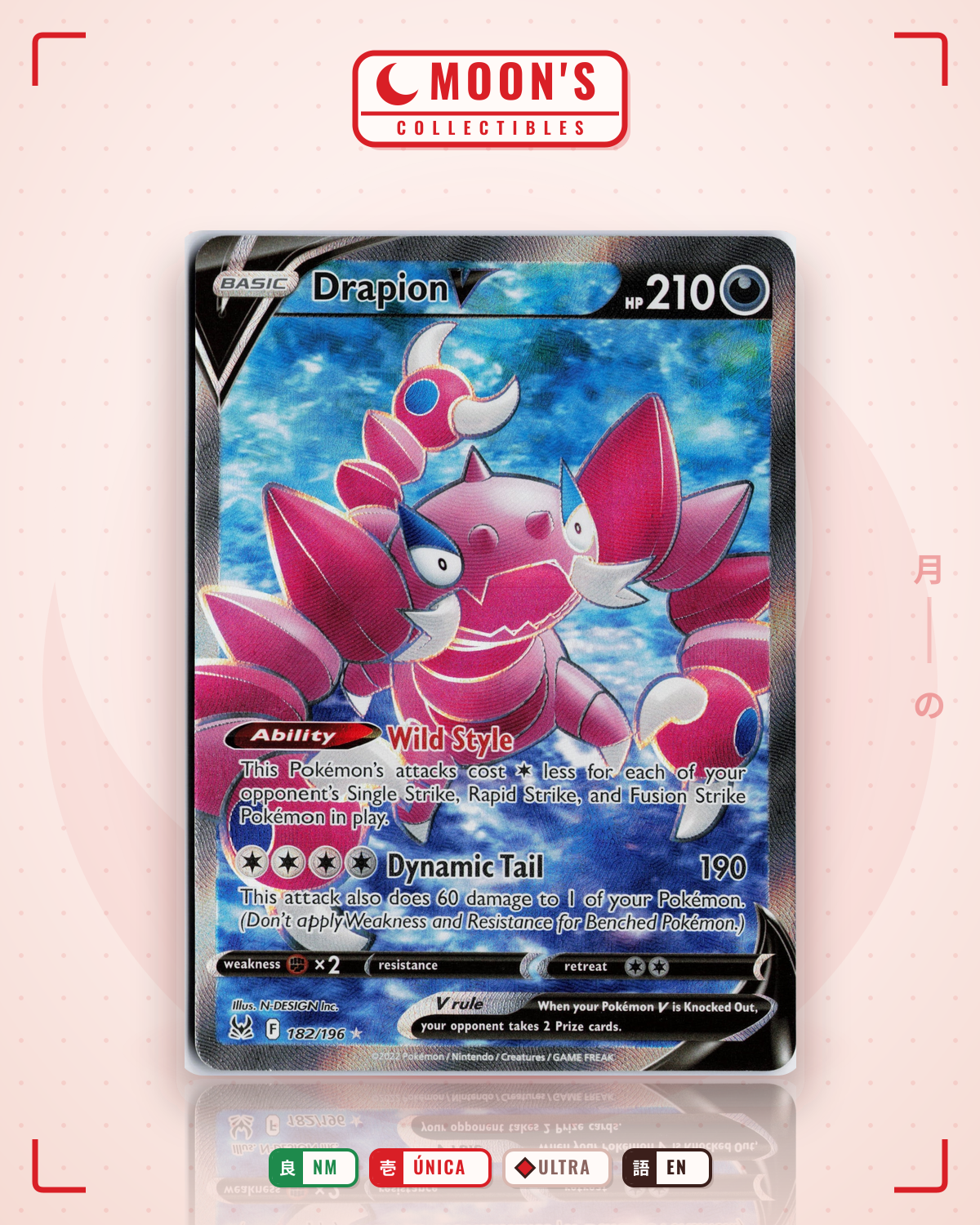 Carta Pokémon Drapion V · Lost Origin #182/196 (NM) — pieza única en Moon's Collectibles México