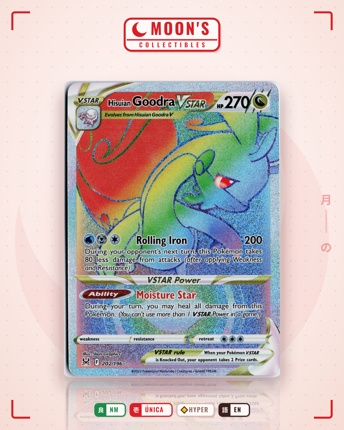 Carta Pokémon Hisuian Goodra VSTAR · Lost Origin #202/196 (NM) — pieza única en Moon's Collectibles México