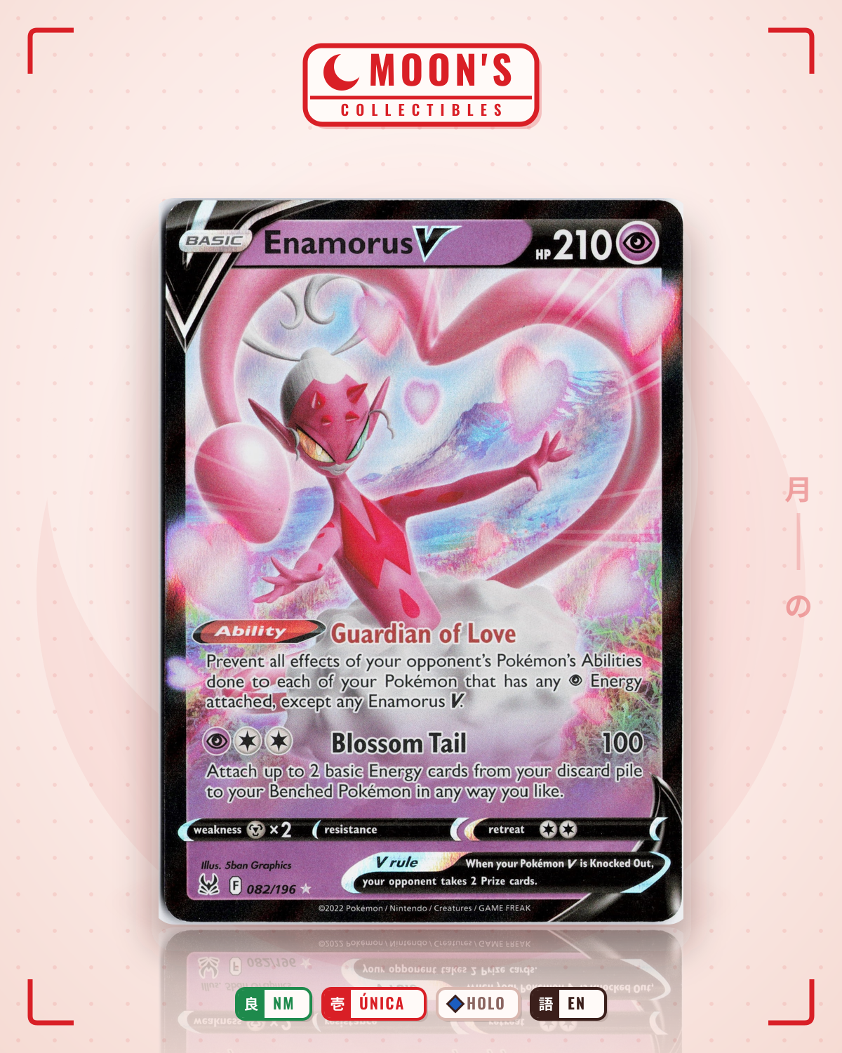 Carta Pokémon Enamorus V · Lost Origin #082/196 (NM) — pieza única en Moon's Collectibles México