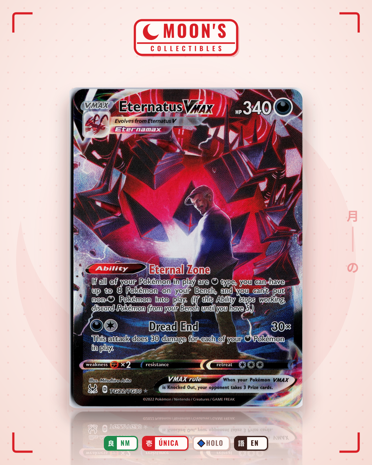 Carta Pokémon Eternatus VMAX · Lost Origin Trainer Gallery #TG22/TG30 (NM) — pieza única en Moon's Collectibles México