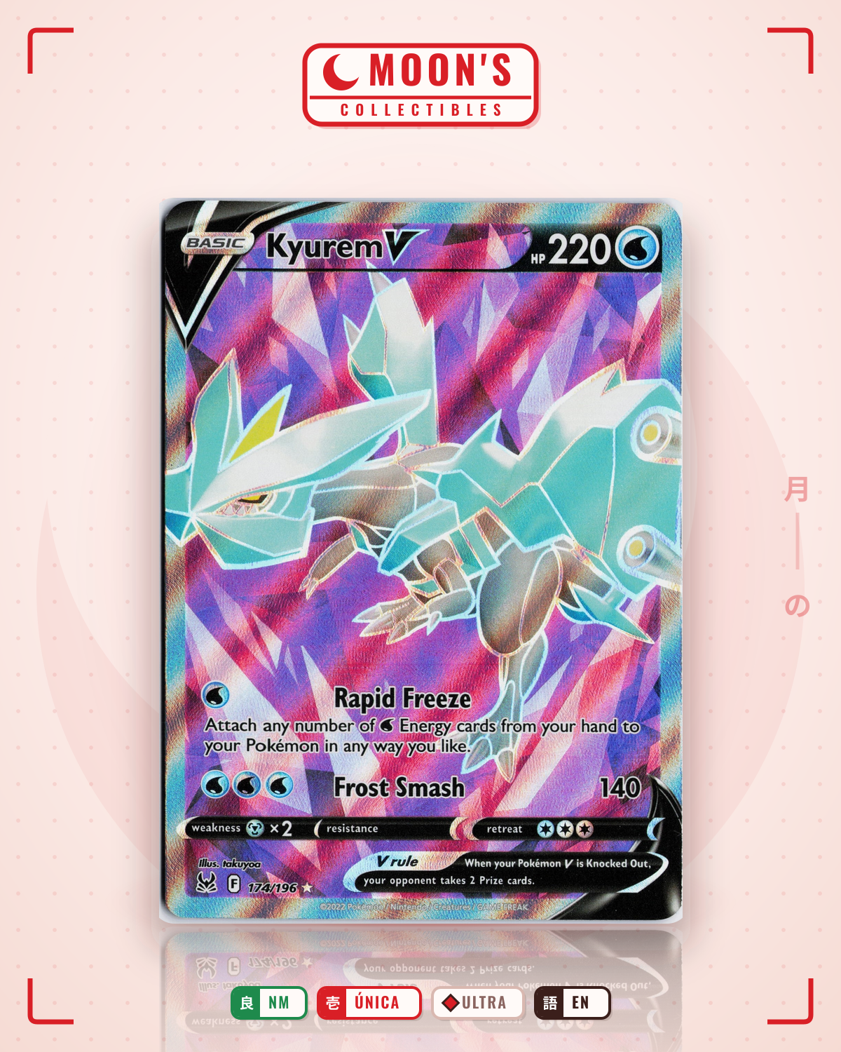 Carta Pokémon Kyurem V · Lost Origin #174/196 (NM) — pieza única en Moon's Collectibles México
