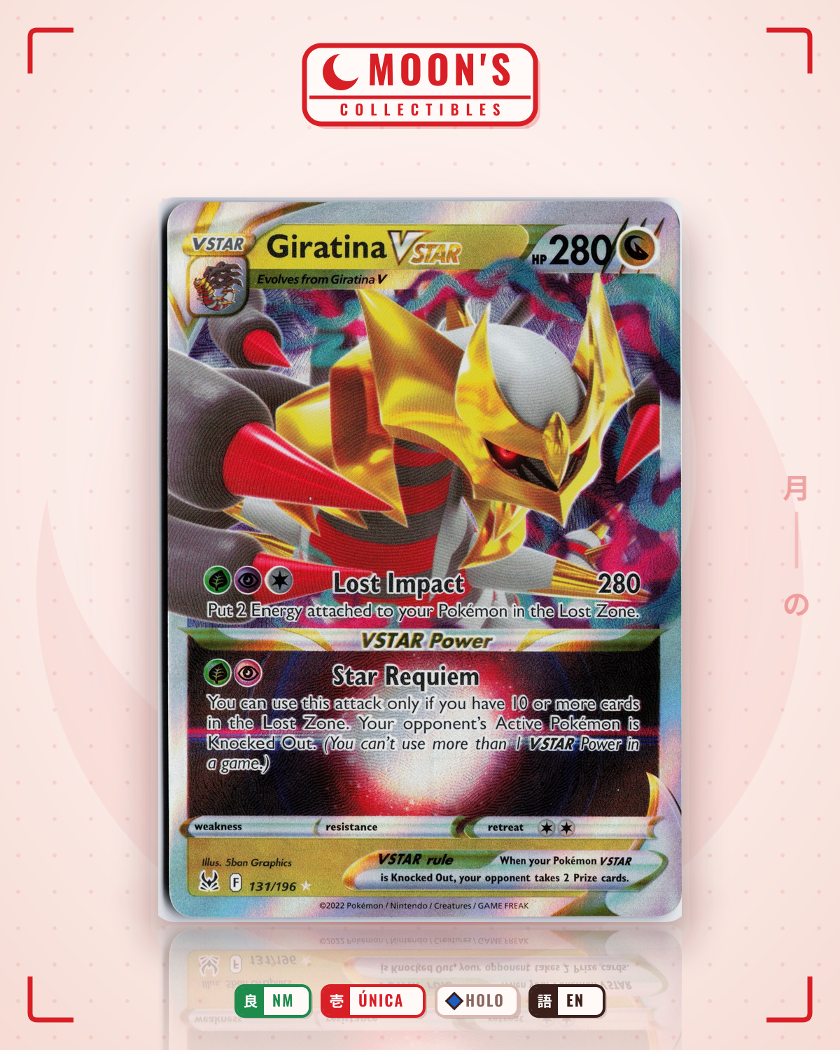 Carta Pokémon Giratina VSTAR · Lost Origin #131/196 (NM) — pieza única en Moon's Collectibles México