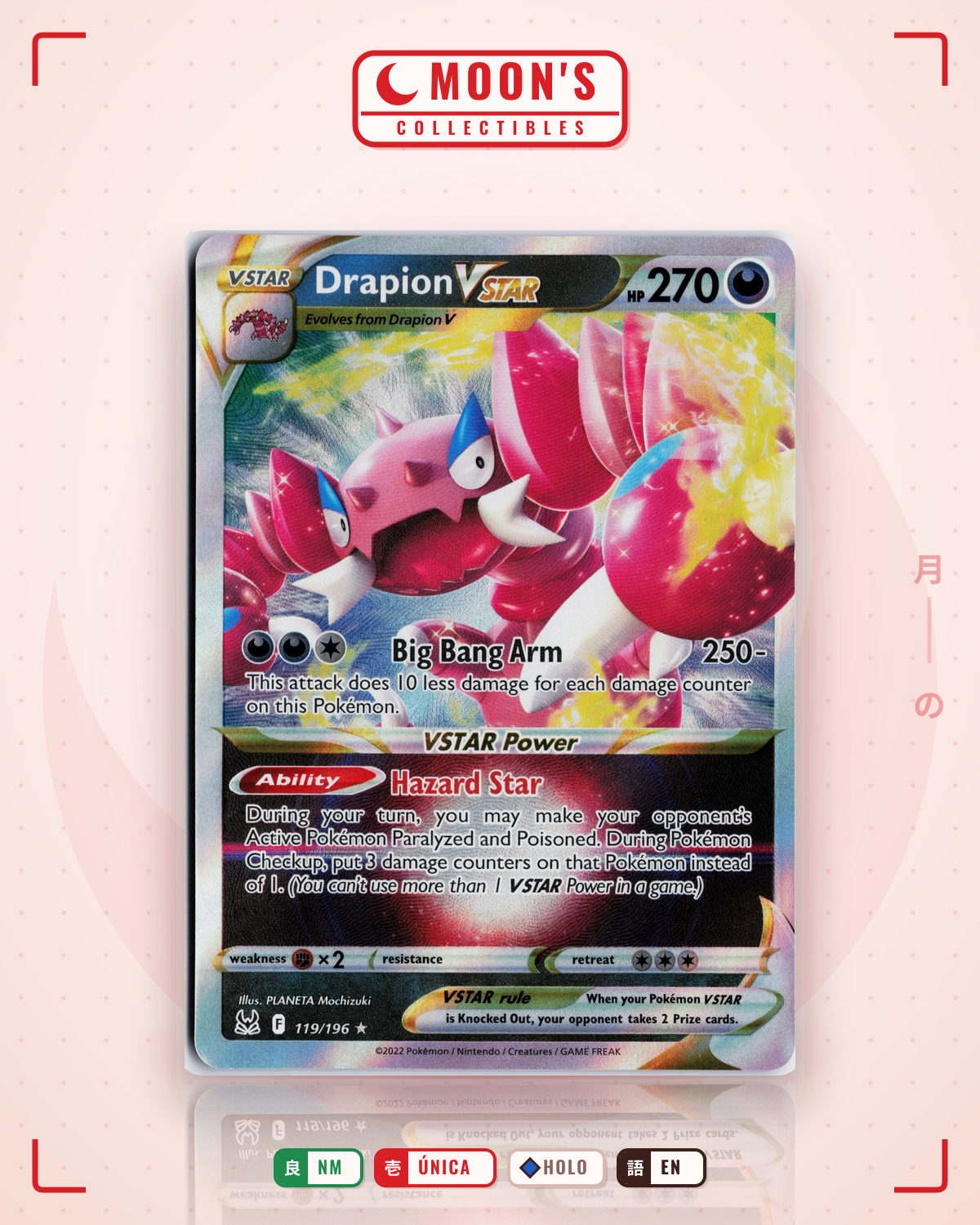 Carta Pokémon Drapion VSTAR · Lost Origin #119/196 (NM) — pieza única en Moon's Collectibles México