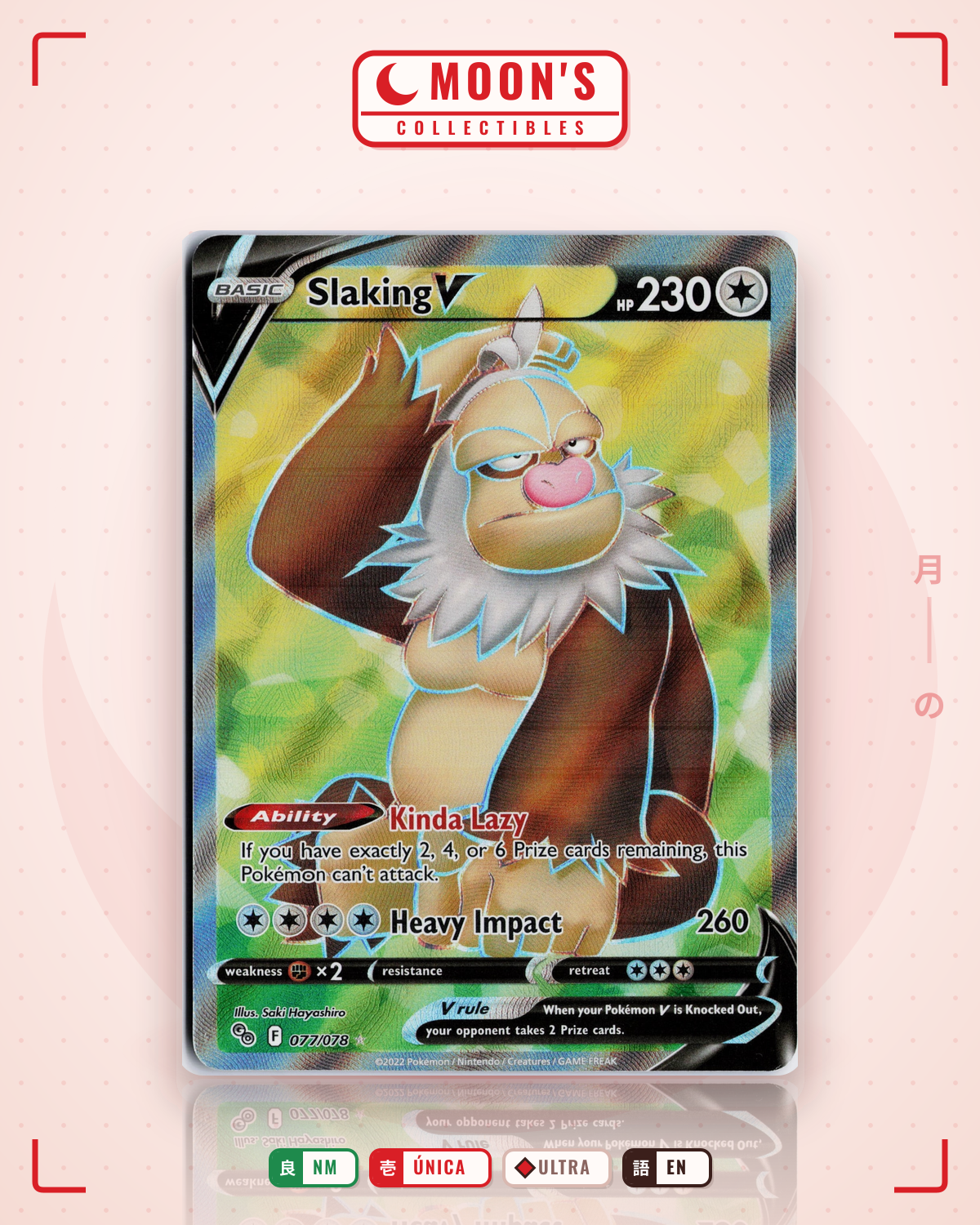 Carta Pokémon Slaking V · Pokémon GO #077/078 (NM) — pieza única en Moon's Collectibles México