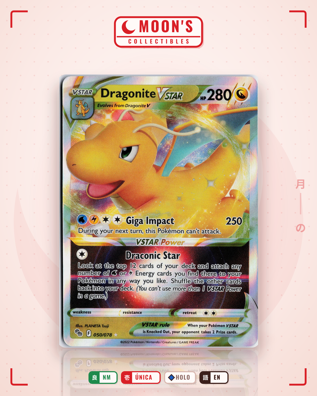 Carta Pokémon Dragonite VSTAR · Pokémon GO #050/078 (NM) — pieza única en Moon's Collectibles México