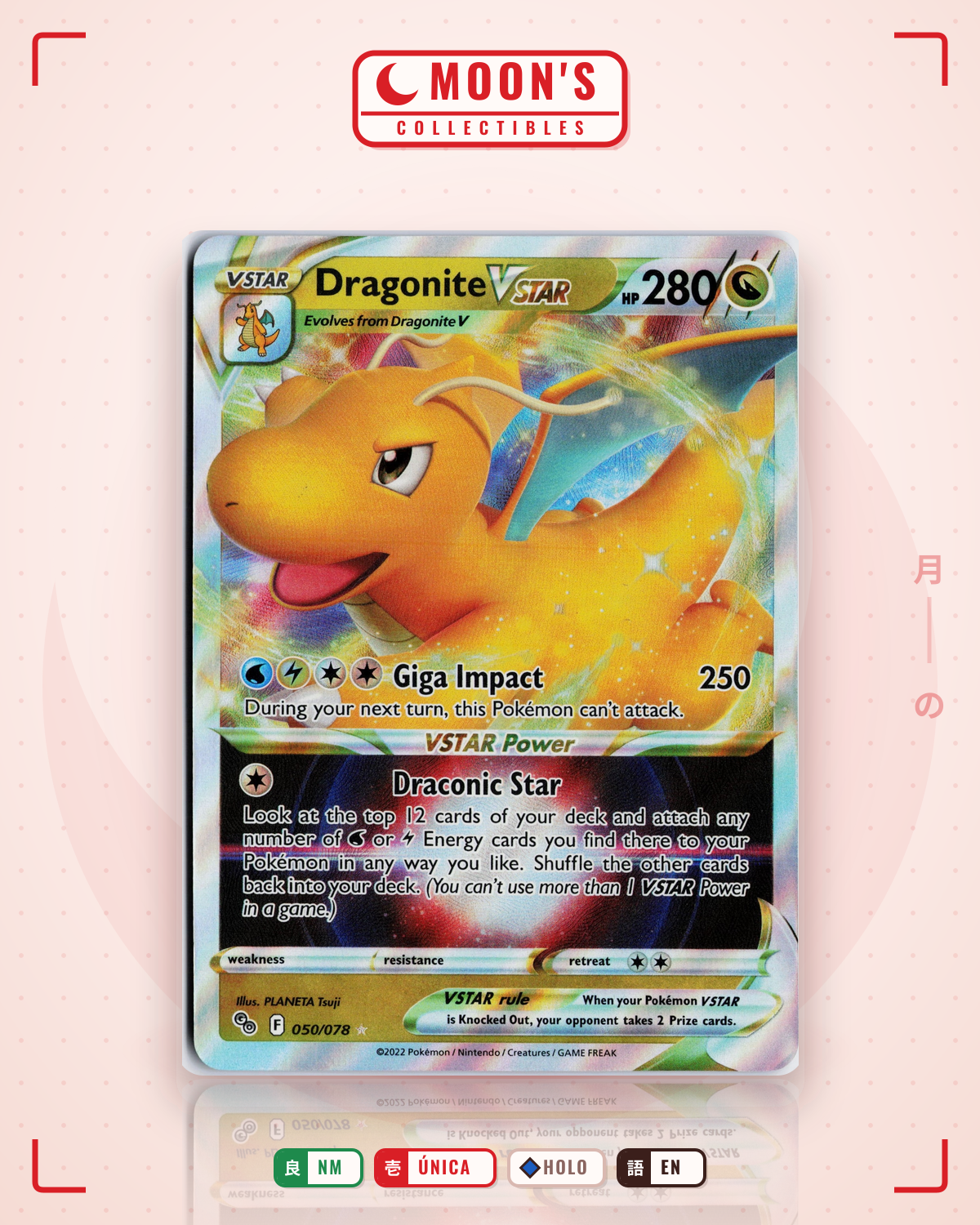 Carta Pokémon Dragonite VSTAR · Pokémon GO #050/078 (NM) — pieza única en Moon's Collectibles México