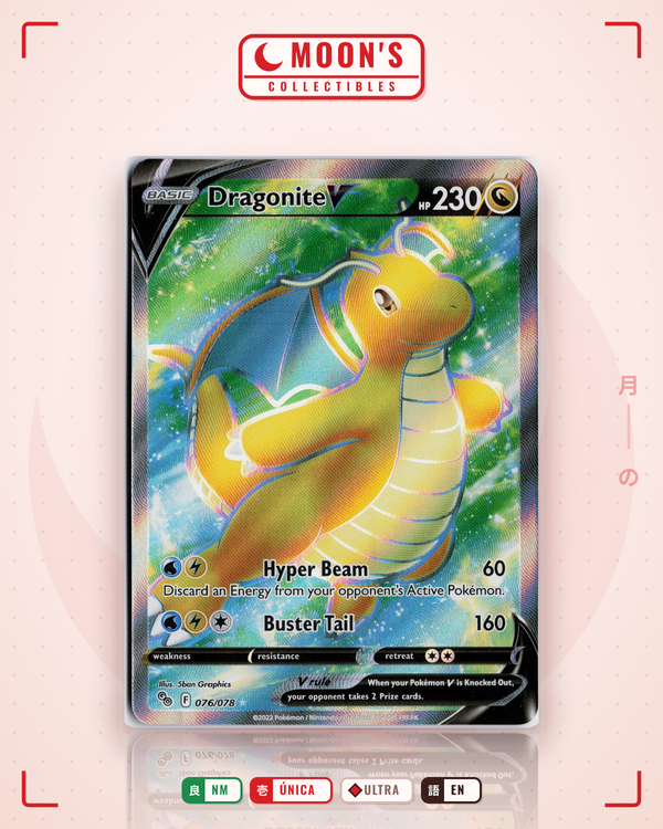 Carta Pokémon Dragonite V · Pokémon GO #076/078 (NM) — pieza única en Moon's Collectibles México